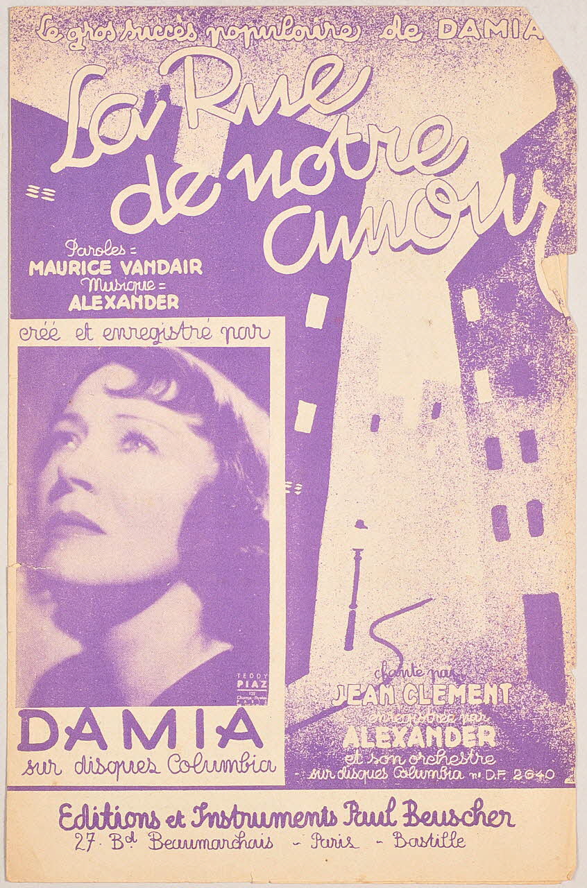 Maurice Alexander ; Maurice Vandair ; Damia ; Paul Beuscher chanson petit format Paris 4ème 1940 1965.172.126 Photo