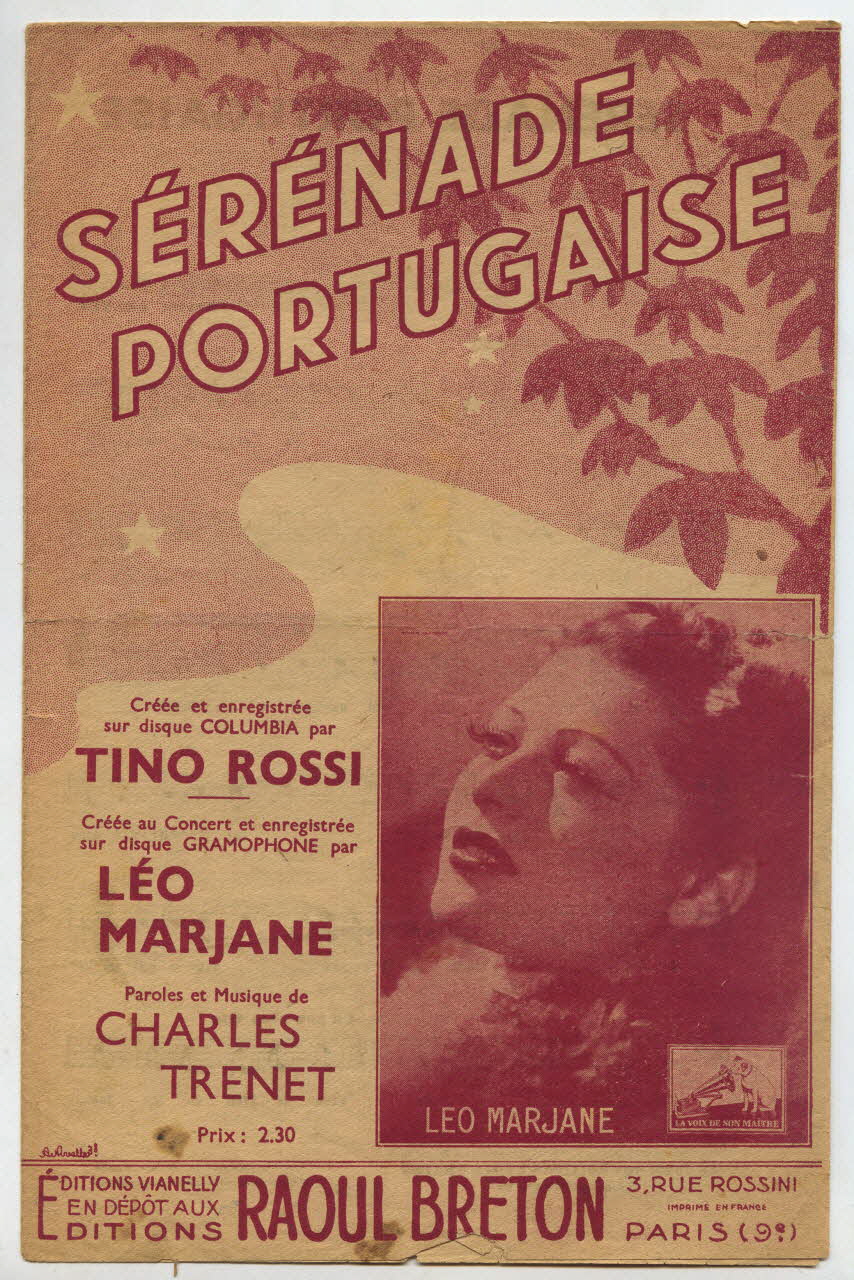 Charles Trénet ; Tino Rossi ; Léo Marjane ; Raoul Breton chanson petit format Île-de-France, France 1938 1965.172.138 Photo