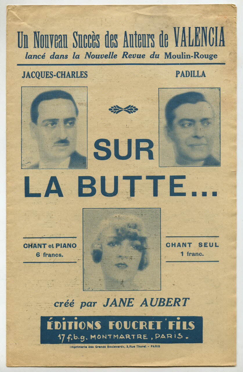 Jacques Charles ; Padilla ; Jane Aubert ; Editions Foucret Fils; chanson petit format Île-de-France, France 1927 1965.175.117 Photo