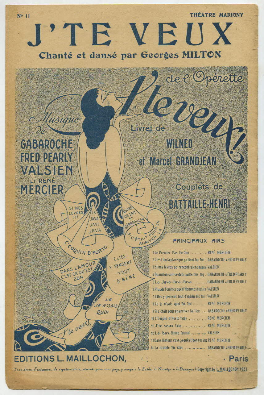 Albert Valsien ; Gaston Gabaroche ; Fred Pearly ; Jacques Battaille-Henri ; René Mercier ; Georges Milton ; L. Maillochon chanson petit format Île-de-France, France 1923 1965.175.84 Photo