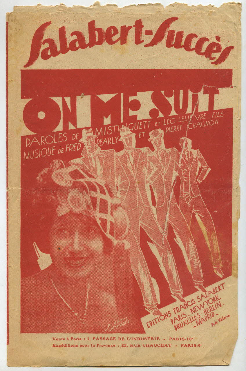 Pierre Chagnon ; Fred Pearly ; Henri Varna ; Léo Fils Lelièvre ; Mistinguett ; Fernand Rouvray ; René Sylviano ; Francis F. Salabert chanson petit format Île-de-France, France 1929 1965.176.20 Photo