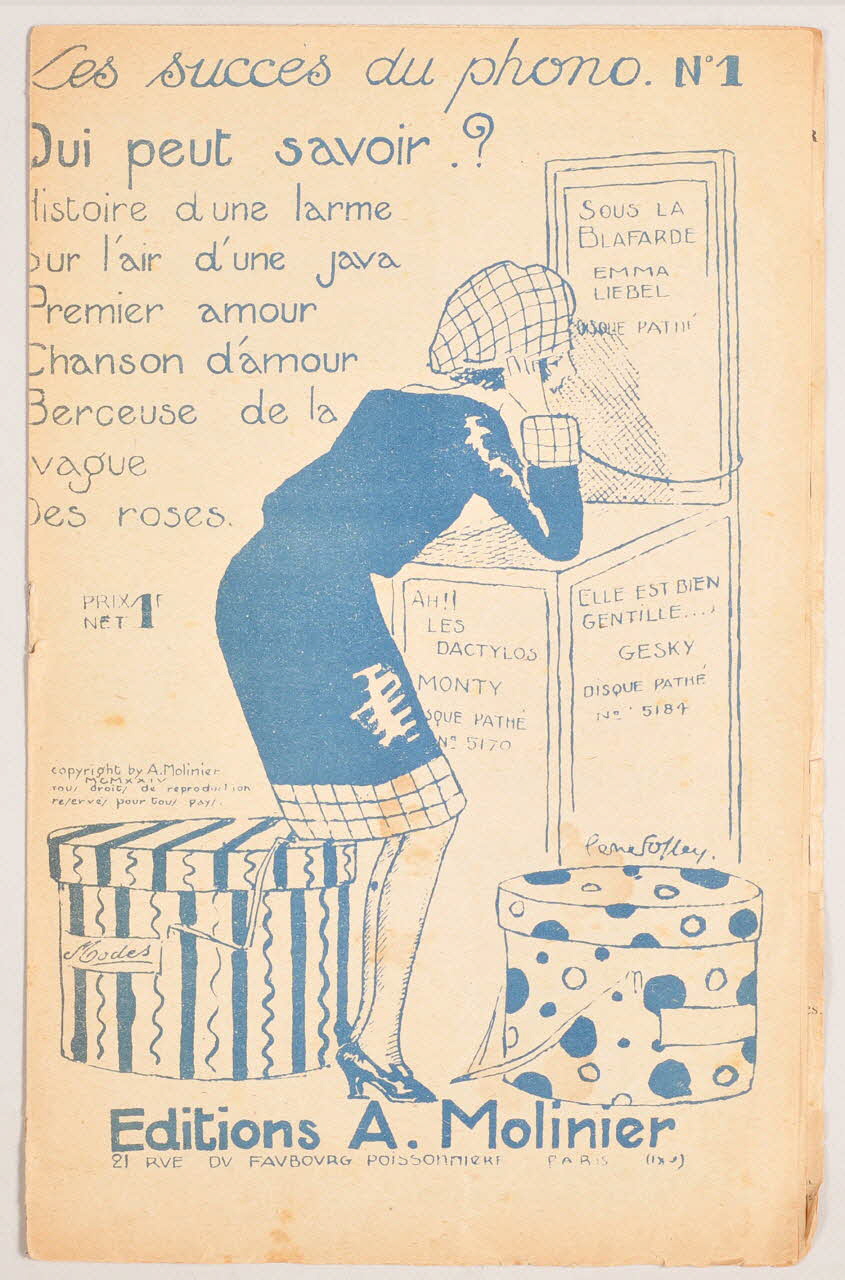 Gaston Gabaroche ; Gitral ; Eugène Gavel ; Louis Izoird ; Phylo ; Léo Daniderff ; J Gey ; Armand Foucher ; Jean Rodor ; Léon Raiter ; Philippe Goudard ; René Paul Groffe ; A. Molinier chanson petit format Île-de-France, France 1924 1965.176.28 Photo