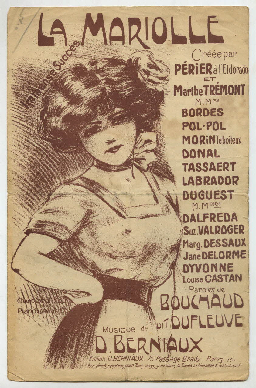 Edmond Bouchaud ; Désiré Berniaux ; G. Périer ; Marthe Trémont chanson petit format Île-de-France, France 1910 1965.177.65 Photo