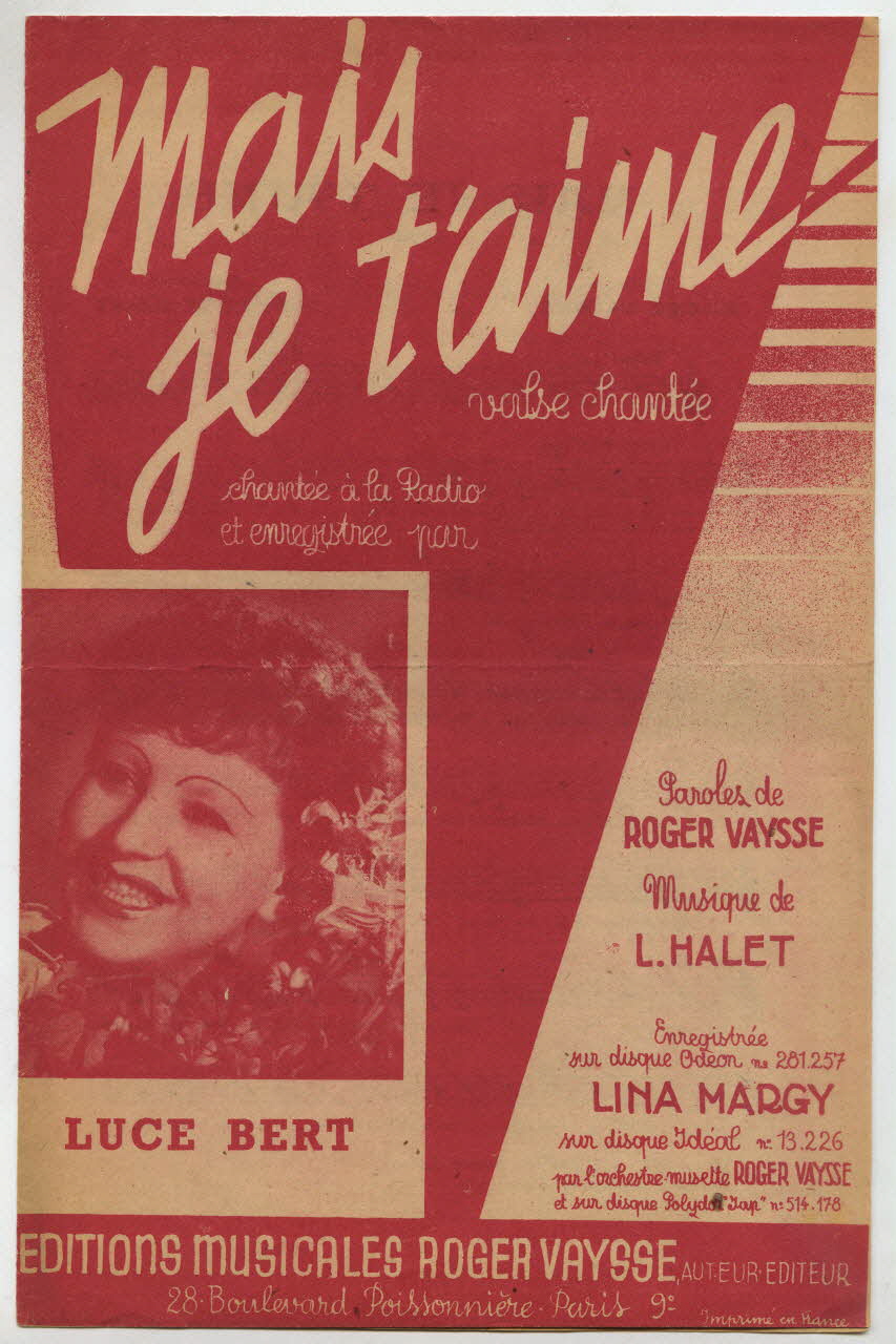 Roger Vaysse ; Laurent Halet ; Luce Bert chanson petit format Île-de-France, France 1945 1965.186.50 Photo