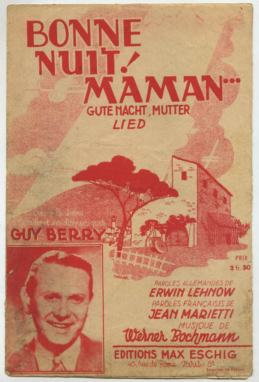 Erwin Lehnow ; Jean Marietti ; Werner Bochmann ; Guy Berry ; Éditions Max Eschig chanson petit format 1939 1966.203.11 Photo