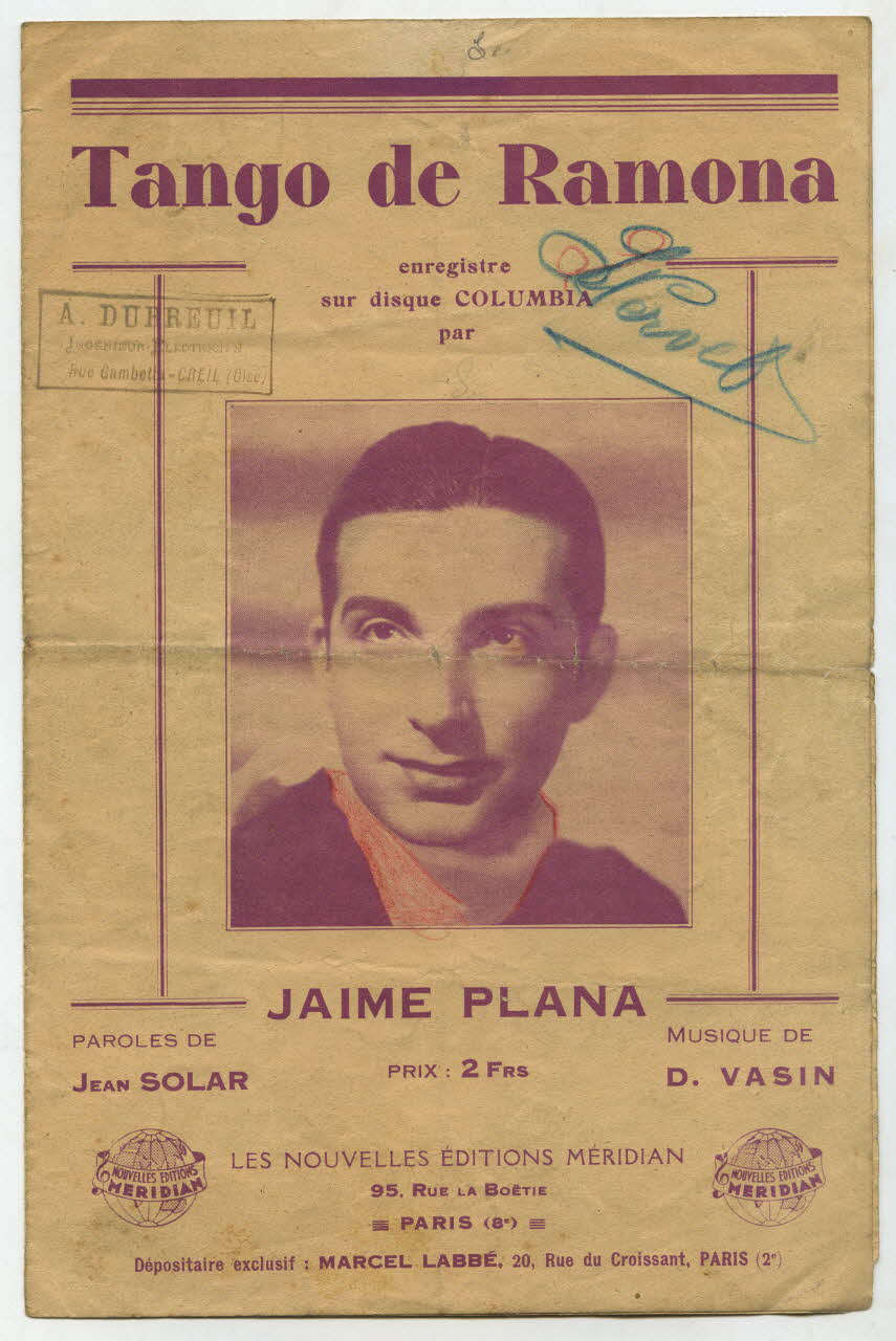 D. Vasin ; Jean Solar ; Jaime Plana ; Méridian, Les Nouvelles éditions; ; Michel Dillard chanson petit format Île-de-France, France 1938 1966.121.148 Photo