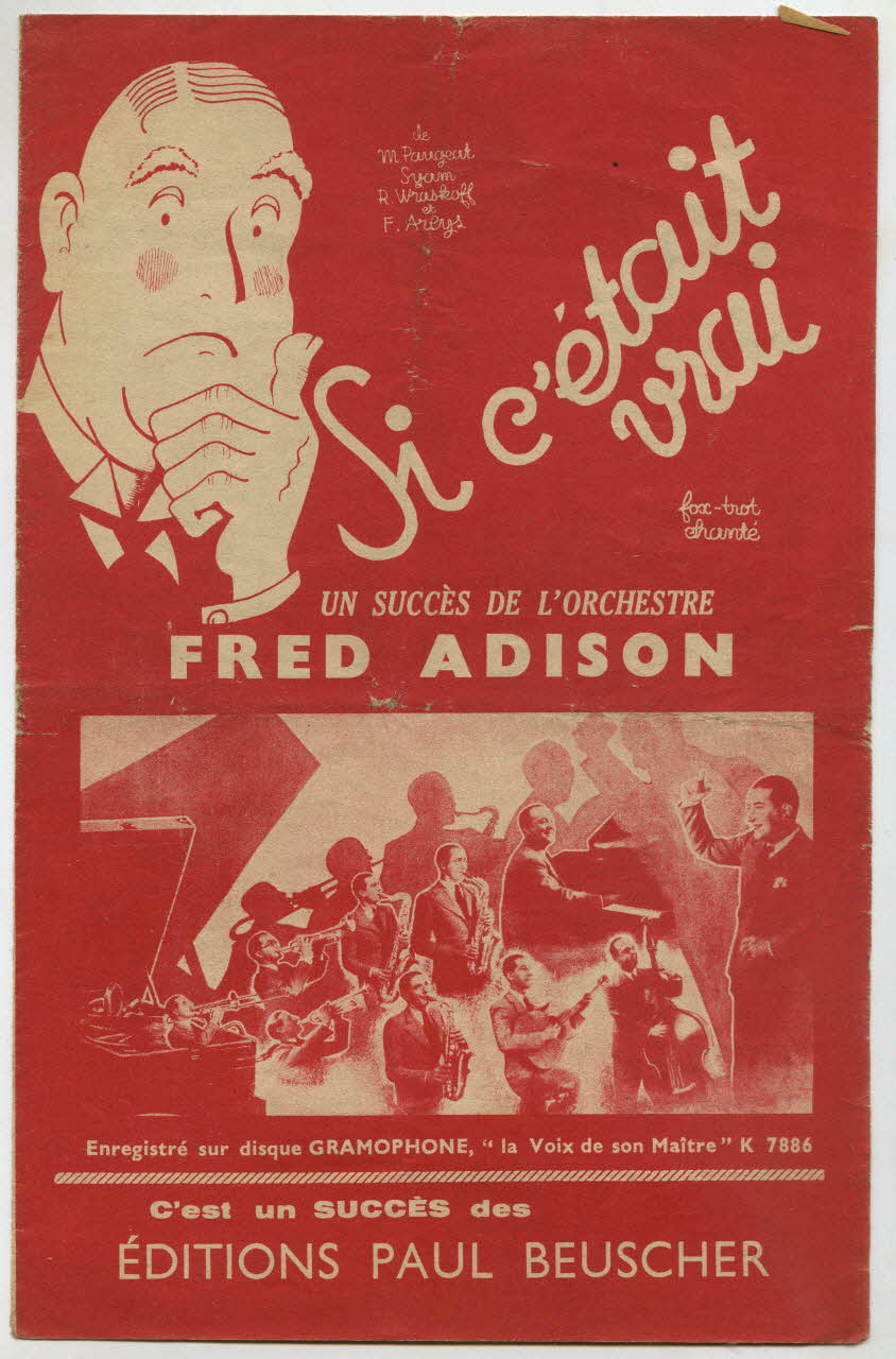 Fred Arlys ; Raymond Wraskoff ; Syam ; M. Paugeat ; Fred Adison ; Paul Beuscher chanson petit format 1937 1966.121.212 Photo