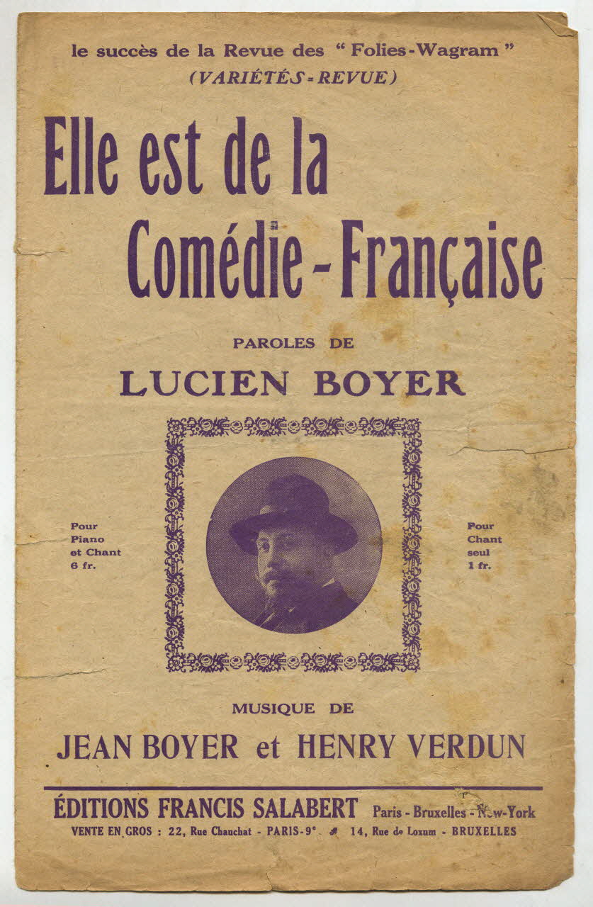 Henri Verdun ; Jean Boyer ; Lucien Boyer ; Francis F. Salabert chanson petit format 1928 1966.121.276 Photo