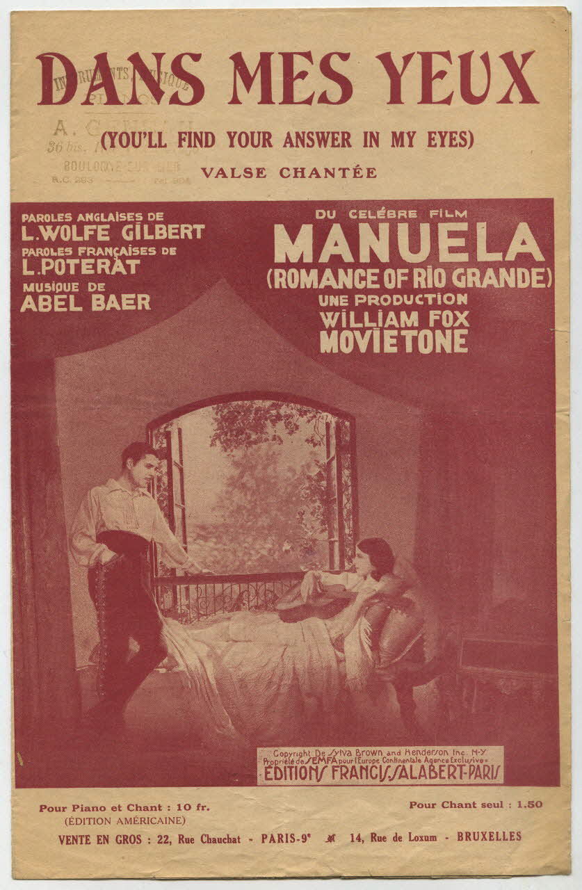 Louis Wolfe-Gilbert ; Abel Baer ; Louis Poterat ; Francis F. Salabert chanson petit format 1930 1966.121.41 Photo