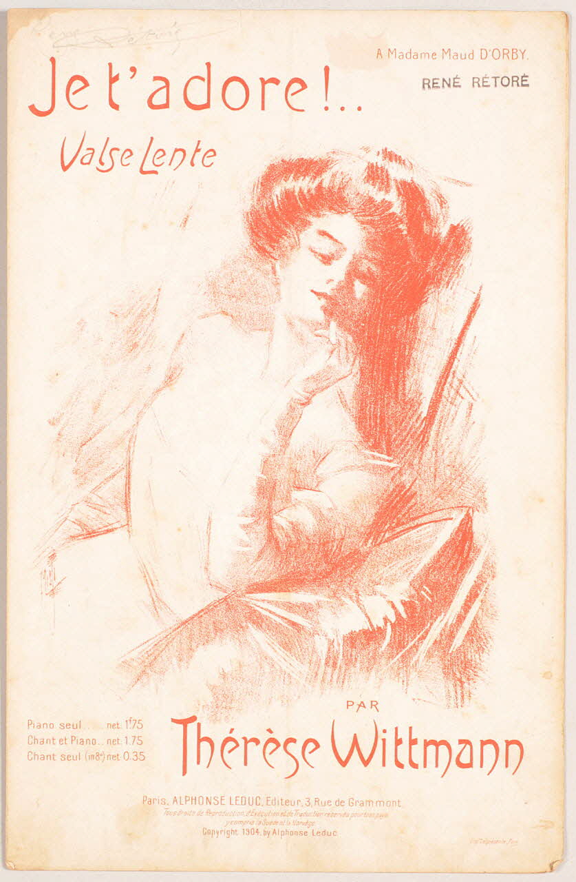 Charles Quinel ; Thérèse Wittmann ; Jules Gidé ; Alphonse Leduc chanson petit format 1904 1966.121.94 Photo