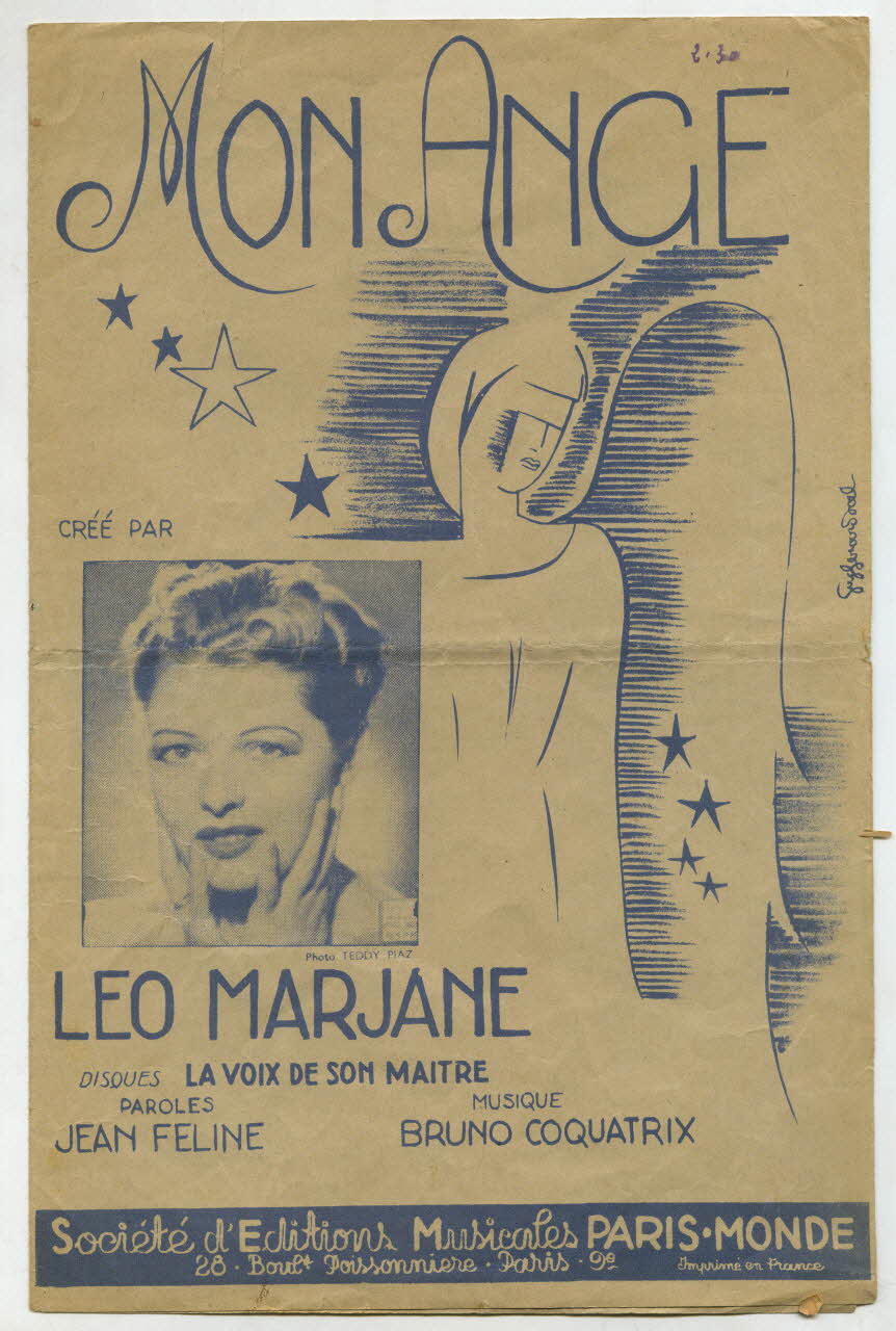 Jean Féline ; Bruno A. Coquatrix ; Léo Marjane ; Paris-Monde; musique petit format 1940 1966.122.10 Photo