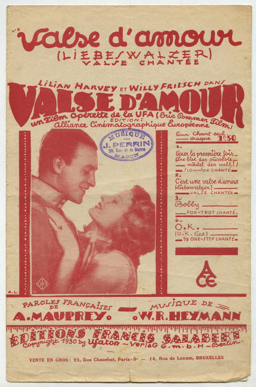 André Mauprey ; Werner-Richard Heymann ; Henri Garat ; Francis F. Salabert chanson petit format 1930 1966.122.16 Photo