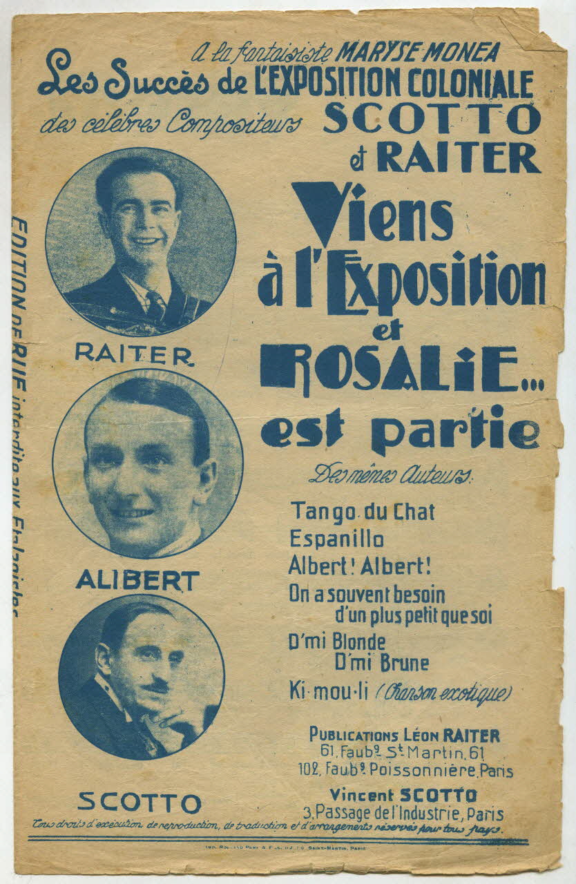 Léon Raiter ; Vincent Scotto ; Géo Koger ; Henri Alibert musique petit format Île-de-France, France 1931 1966.122.22 Photo