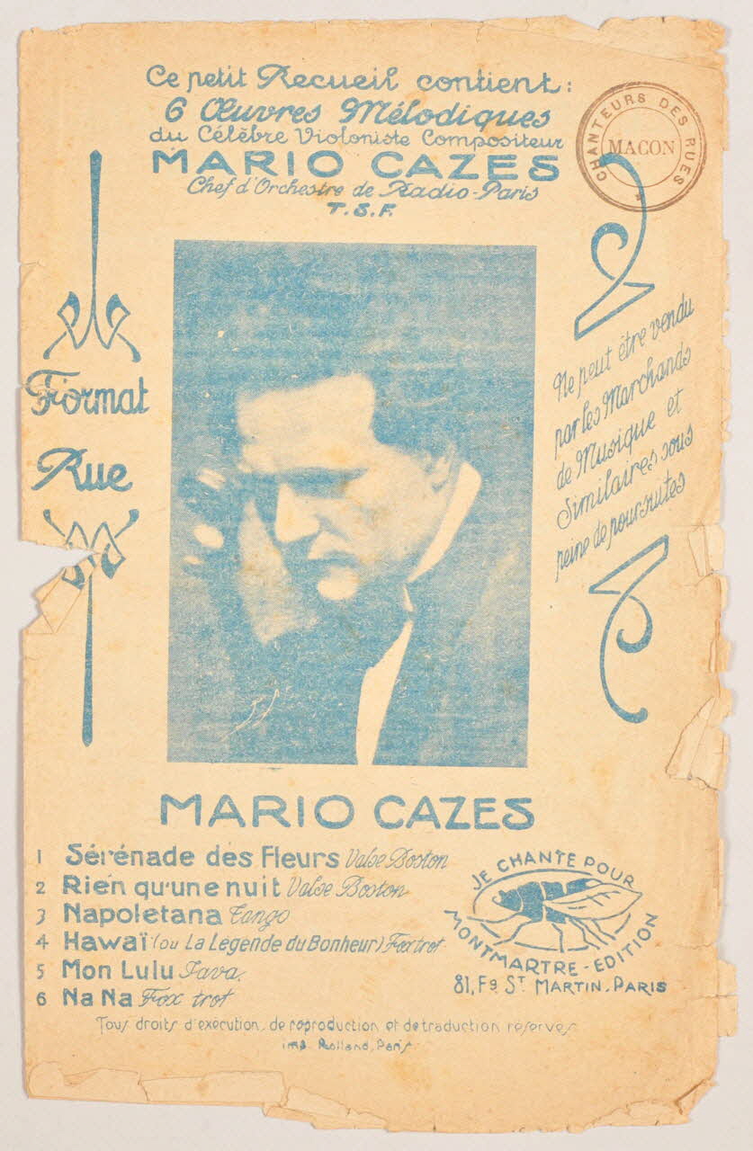 Philippe Goudard ; Mario Cazes ; Didier Gold ; Montmartre Edition chanson petit format Île-de-France, France 1926 1966.122.33 Photo