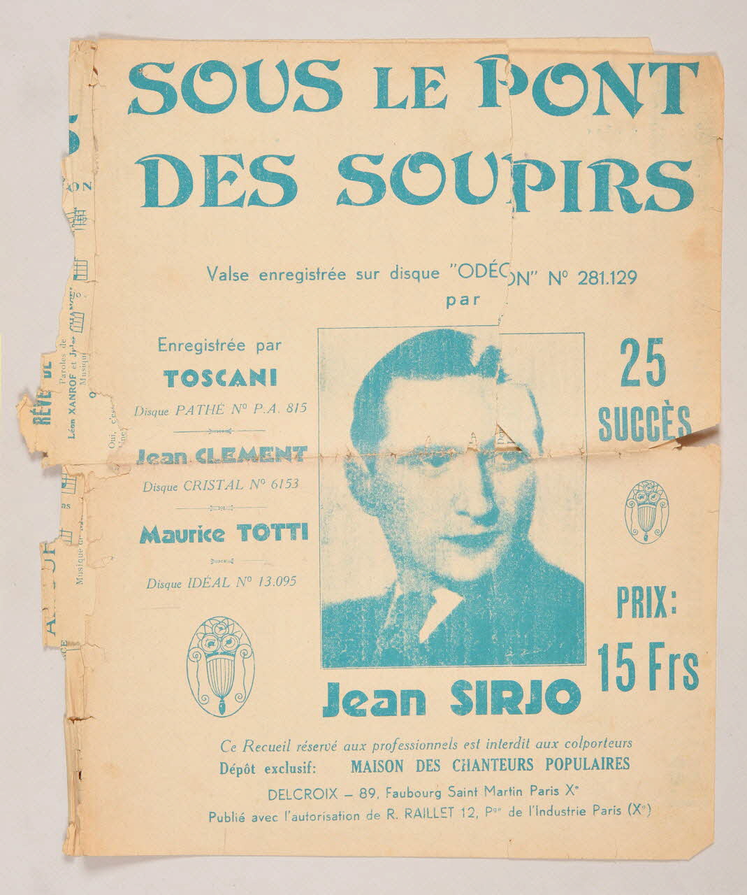 chanson partition de musique 1966.131.104 Photo