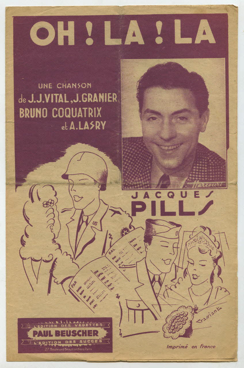 Jean-Jacques Vital ; Jean Granier ; Bruno A. Coquatrix ; Albert Lasry ; Jacques Pills ; Raymond Legrand ; Paul Beuscher ; Dillard Et Cie chanson petit format Île-de-France, France 1945 1966.131.121 Photo