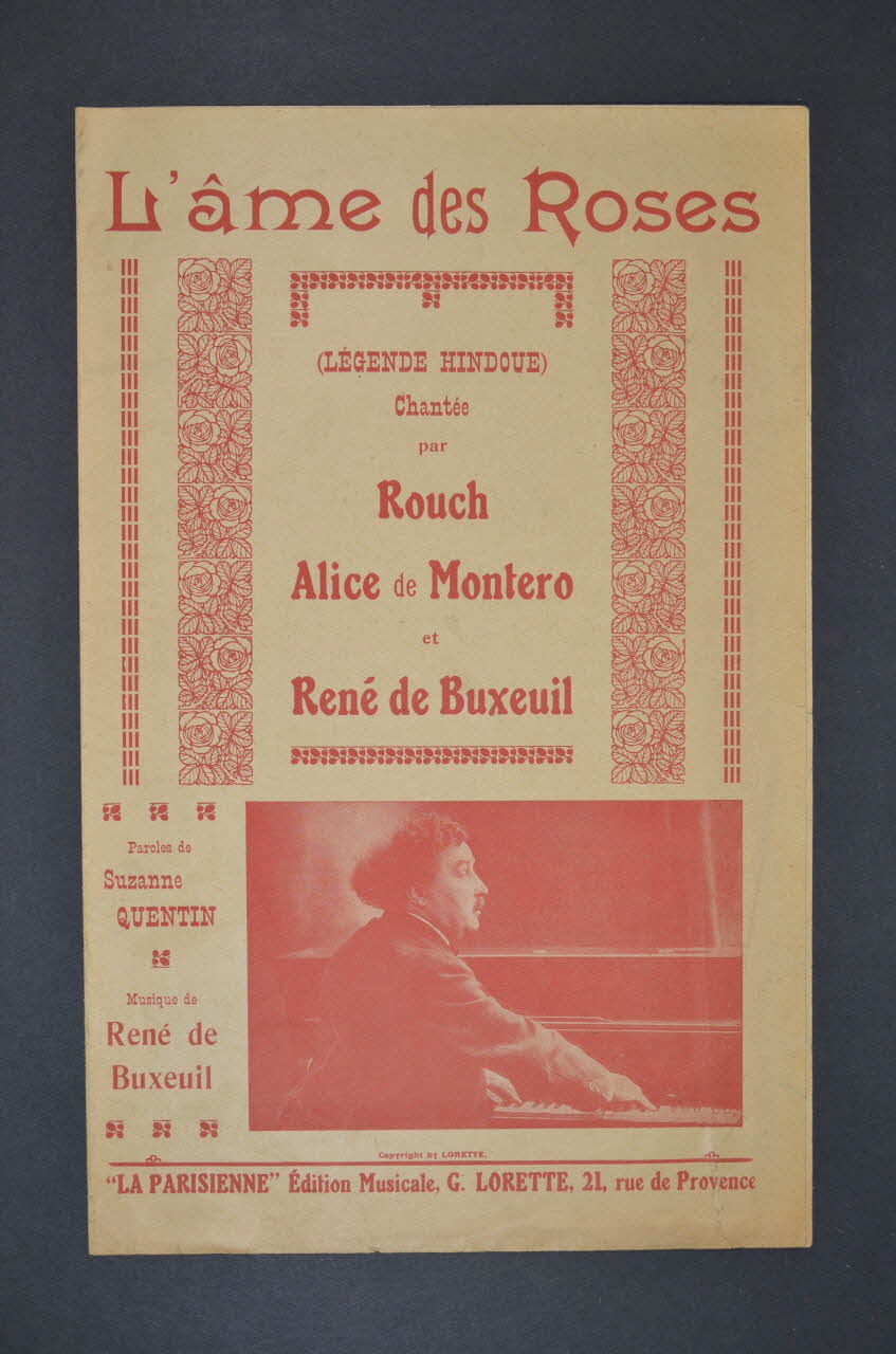 Suzanne Quentin ; René De Buxeuil ; Rouch ; Alice De Montero ; G. Lorette chanson petit format 1924 1967.178.22 Photo Mucem