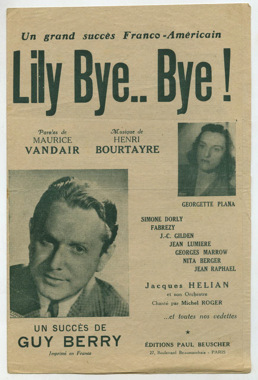Maurice Vandair ; Henri Bourtayre ; Guy Berry ; Georgette Plana ; Paul Beuscher chanson petit format Île-de-France, France 1945 1966.131.38 Photo