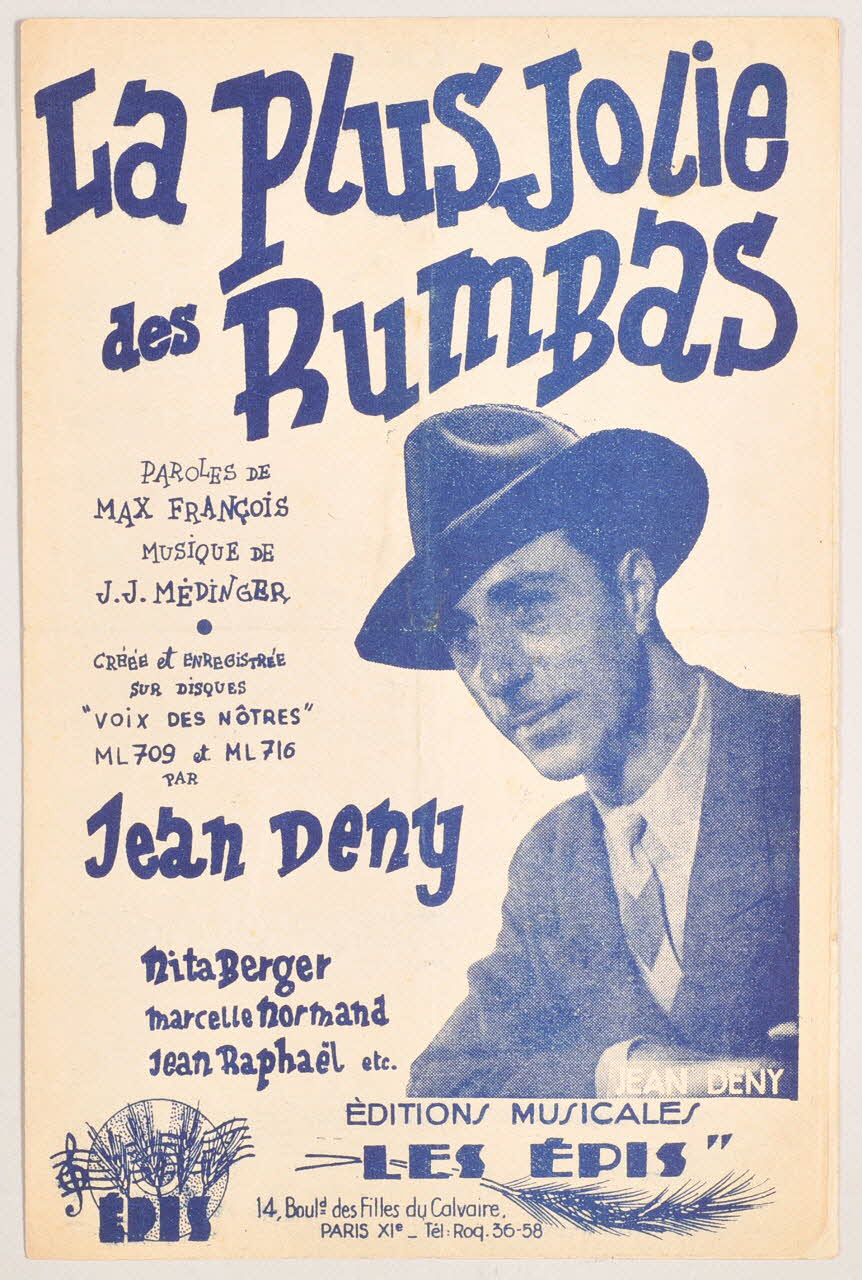 Max François ; Jean Médinger ; Jean Deny ; Les Epis; chanson petit format Île-de-France, France 1947 1966.131.56 Photo
