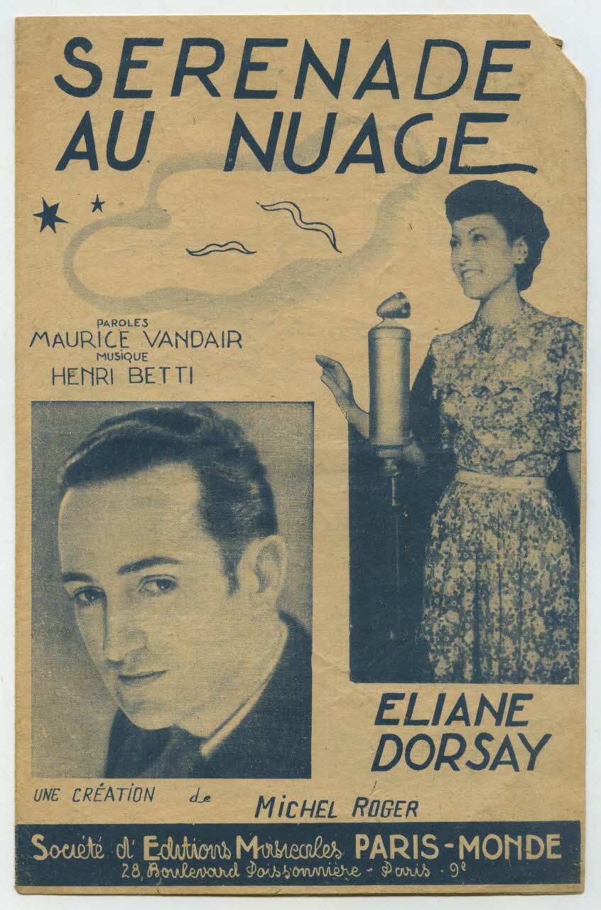 Maurice Vandair ; Henri Betti ; Eliane Dorsay ; Michel Roger ; Paris-Monde; chanson petit format Île-de-France, France 1945 1966.131.57 Photo