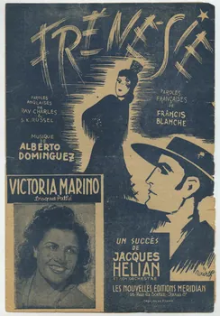 Ray Charles ; Alberto Dominguez ; Sidney Keith Russel ; Francis Blanche ; Victoria Marino ; Jacques Hélian ; Méridian, Les Nouvelles éditions; chanson petit format Île-de-France, France 1945 1966.131.6  Photo