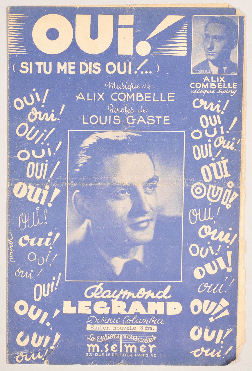 Louis Gasté ; Alix Combelle ; Raymond Legrand ; Selmer; chanson petit format Île-de-France, France 1943 1966.131.80 Photo
