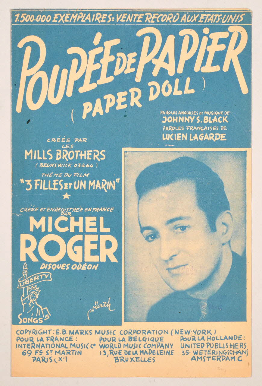 Lucien Lagarde ; Johnny S. Black ; Michel Roger ; International Music Compagny; chanson petit format Île-de-France, France 1945 1966.131.93 Photo