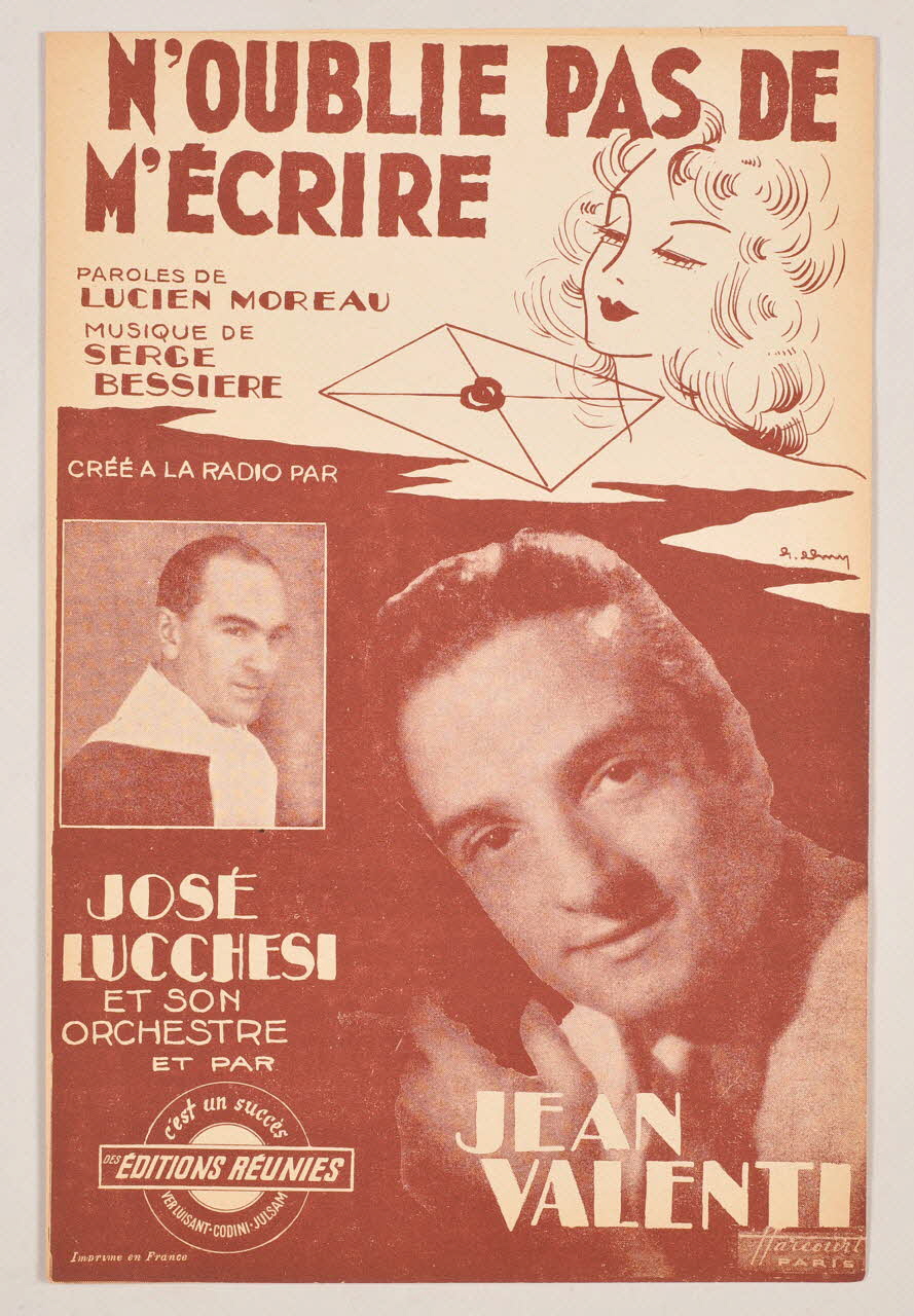 Lucien Moreau ; Serge Bessière ; Jean Valenti ; José Lucchesi ; Les Editions Réunies; chanson petit format 1946 1966.132.12 Photo