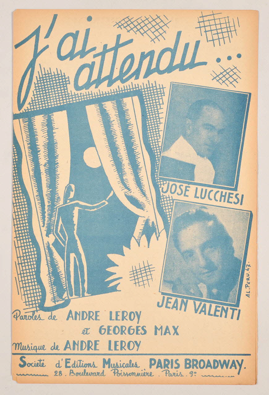 Georges Max ; André Leroy ; Jean Valenti ; José Lucchesi ; Paris Broadway chanson petit format Île-de-France, France 1946 1966.132.28 Photo