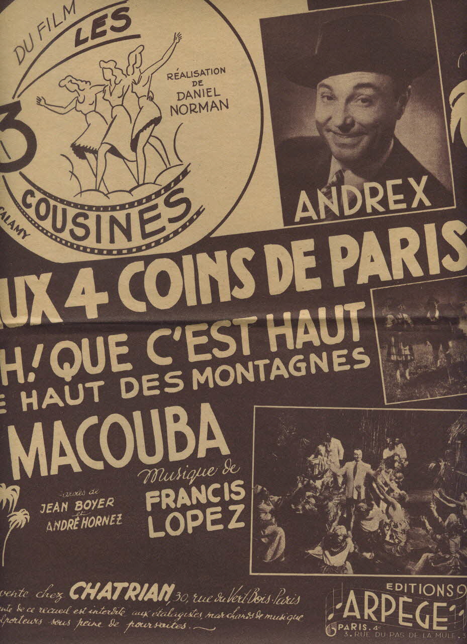 Jean Boyer ; Francis Lopez ; André Hornez ; Andrex ; Arpège; partition de musique Macouba Île-de-France, France 1947 1966.133.7 Photo
