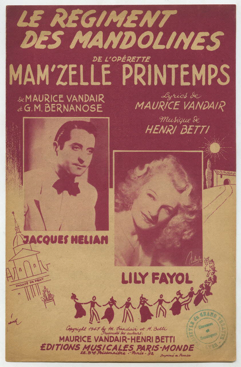 Maurice Vandair ; Henri Betti ; Jacques Hélian ; Lily Fayol ; Paris-Monde; chanson petit format Île-de-France, France 1946 1966.138.11 Photo
