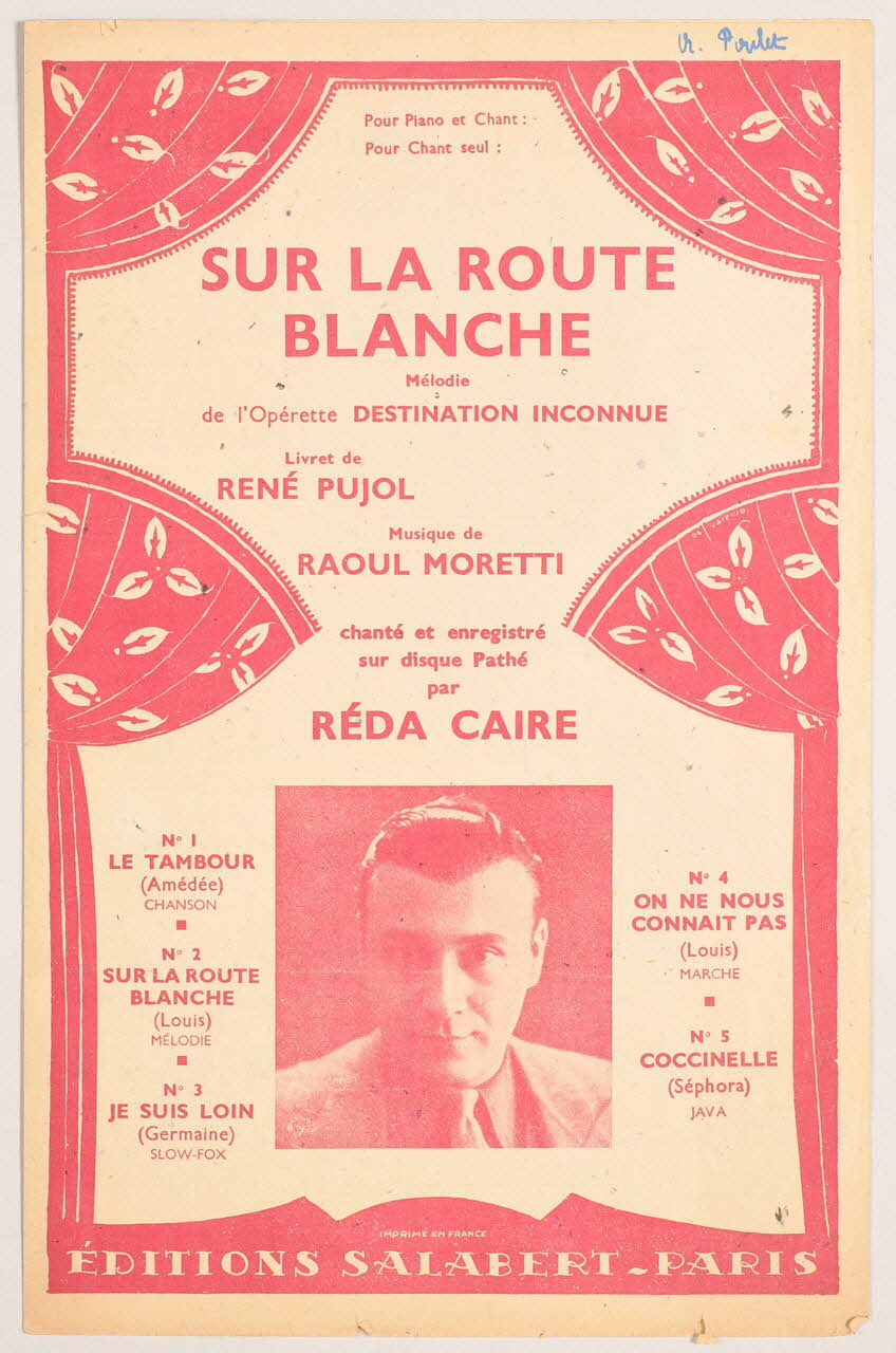 René Pujol ; Raoul Moretti ; Reda Caire ; Salabert chanson petit format Île-de-France, France 1940 1966.138.2 Photo