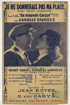 Jean Boyer ; Georges Van Parys ; Henri Garat ; Danielle Darrieux ; Salabert chanson petit format Île-de-France, France 1936 1966.138.5  Photo