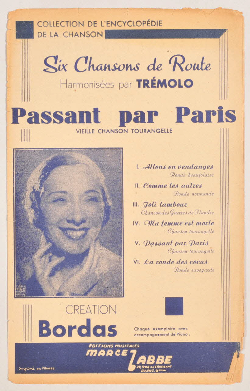 Trémolo ; Jean Laroche ; Marcelle Bordas ; Labbé chanson petit format Île-de-France, France 1943 1966.144.104 Photo