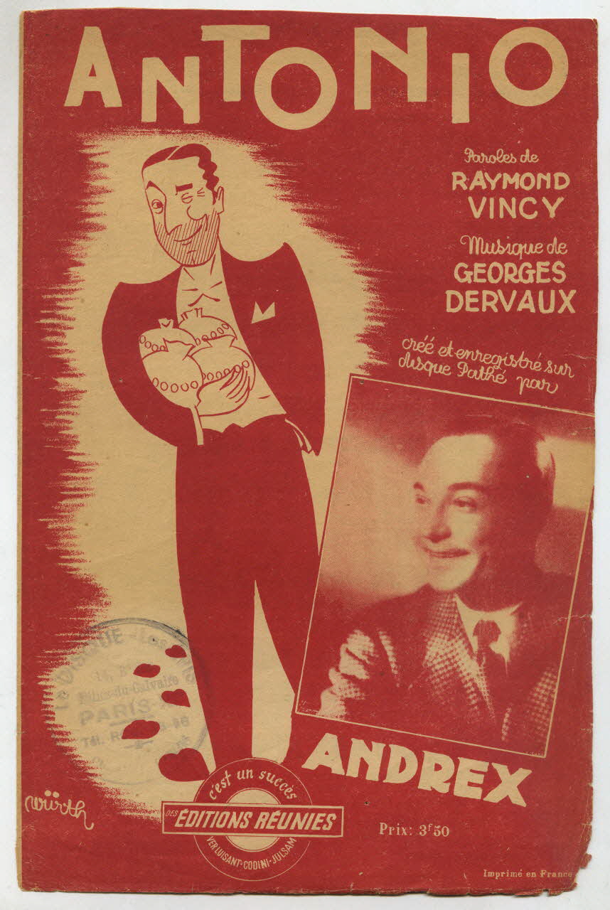 Raymond Vincy ; Georges Dervaux ; Andrex ; Editions Réunies; chanson petit format Paris 8ème 1944 1966.144.28 Photo