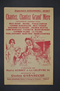 Maurice Aubert ; Gaston Gabaroche ; Léo Fils Lelièvre ; Max-Rogé chanson petit format 1926 1967.178.26 Photo Mucem