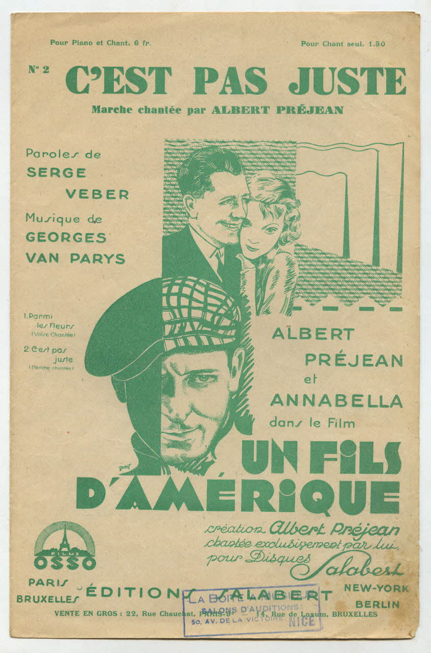 Georges Van Parys ; Serge Veber ; Albert Préjean ; Francis F. Salabert ; Laroche, (S.A.); chanson petit format Île-de-France, France 1932 1966.147.4 Photo
