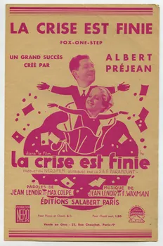 Max Colpé ; Jean Lenoir ; Franz Waxman ; Albert Préjean ; Robert Siodmak ; Francis F. Salabert ; Laroche, (S.A.); chanson petit format Île-de-France, France 1934 1966.147.6 Photo