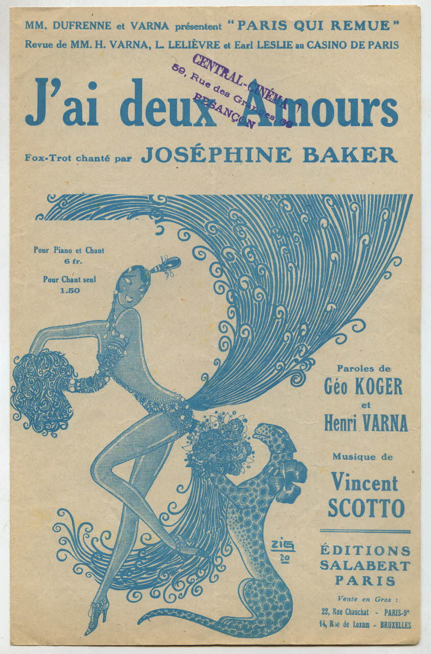Henri Varna ; Géo Koger ; Vincent Scotto ; Joséphine Baker ; Salabert chanson petit format 1930 1966.148.13 Photo