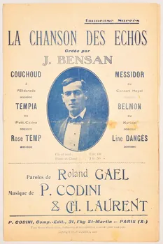 Pierre Codini ; Roland GaëL ; Ch. Laurent ; Chouchoud ; M. Tempia ; Rosa Temp ; Messidor ; Belmon ; Line Dangès chanson petit format Île-de-France, France 1918 1966.148.30 Photo