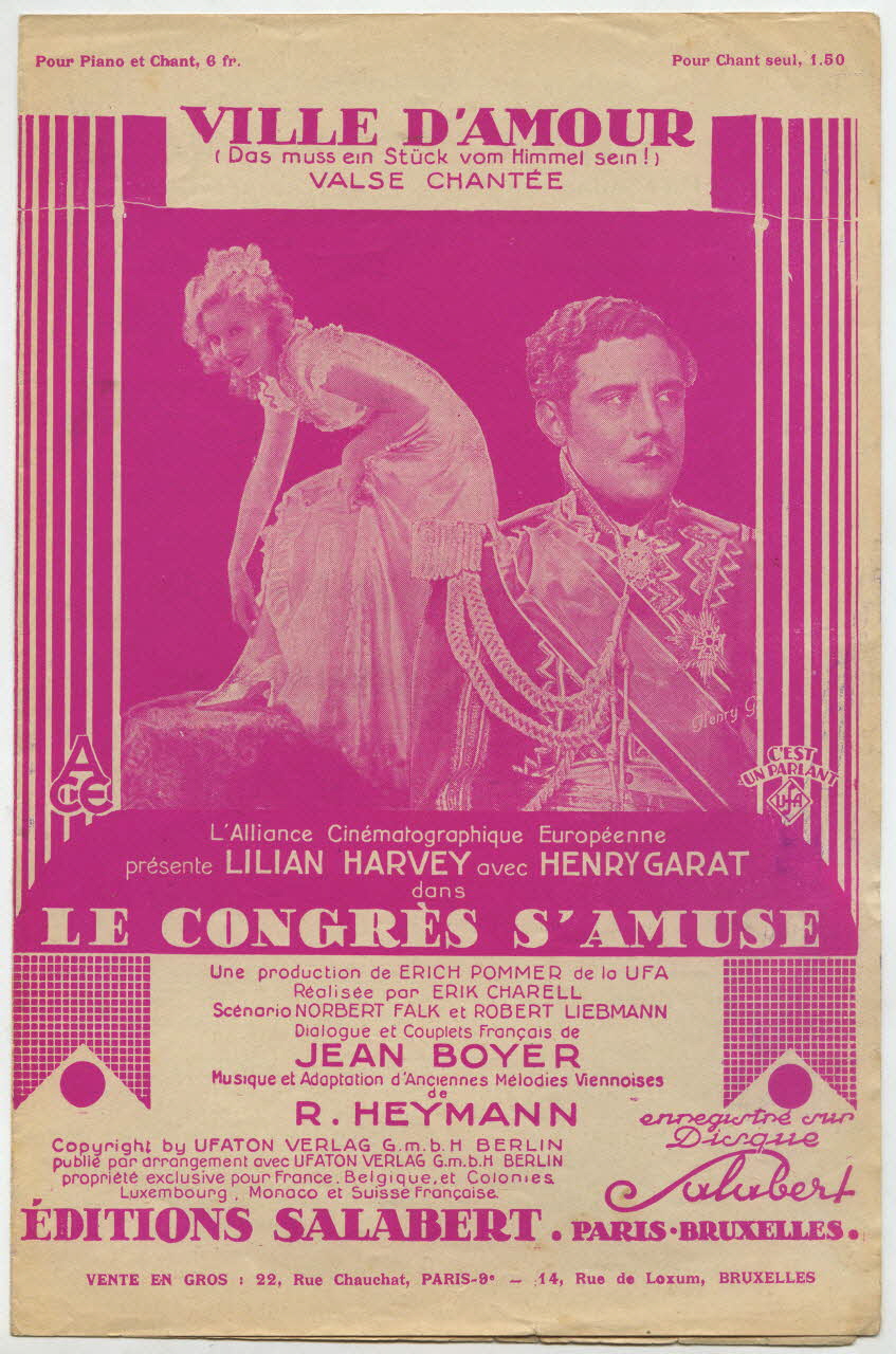 Werner-Richard Heymann ; Jean Boyer ; Salabert chanson petit format 1931 1966.148.48 Photo