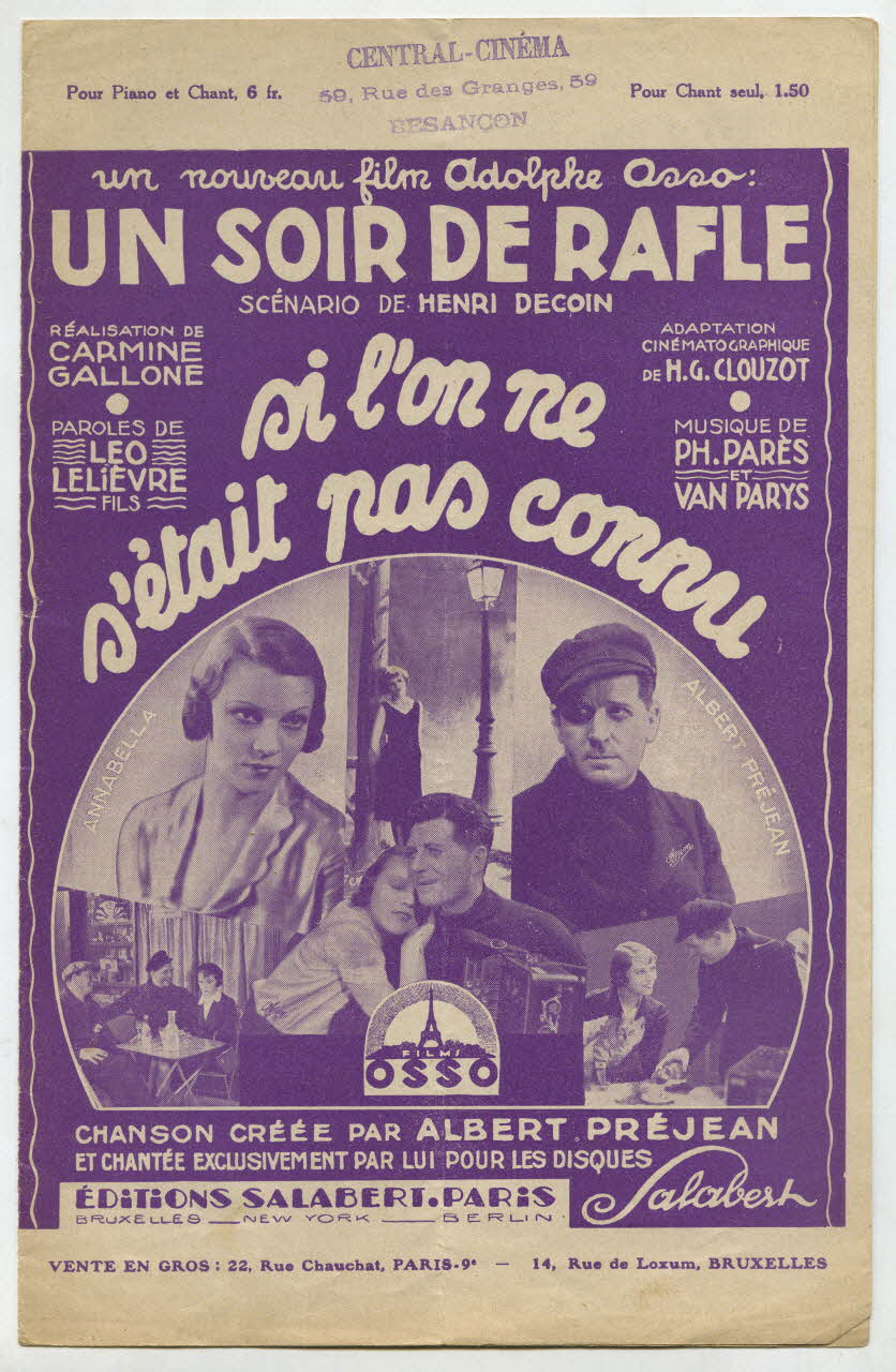 Philippe Parès ; Léo Fils Lelièvre ; Georges Van Parys ; Albert Préjean ; Salabert chanson petit format 1931 1966.148.54 Photo