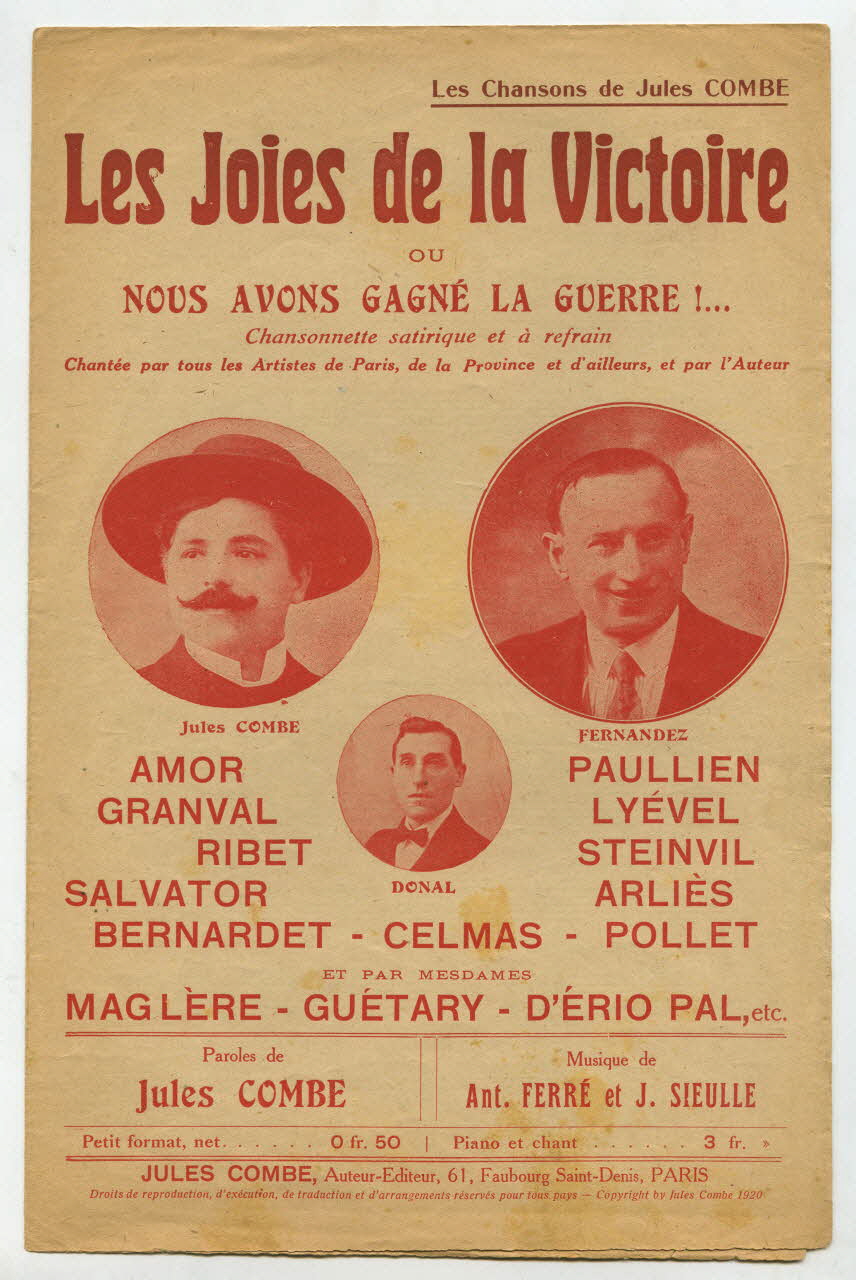 Antoine Ferré ; Jules Combe ; J. Sieulle ; Georges Guétary ; Marmy chanson petit format Île-de-France, France 1920 1966.148.63 Photo