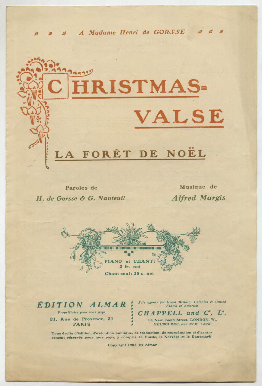 G. Nanteuil ; Henri De Gorsse ; Alfred Margis ; Almar chanson petit format Île-de-France, France 1907 1966.152.3 Photo