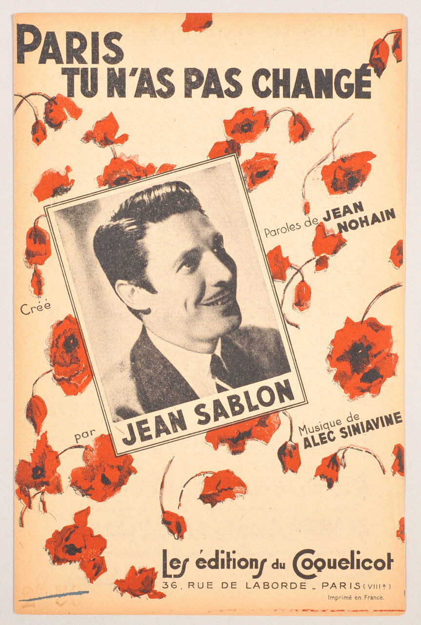 Alec Siniavine ; Jean Nohain ; Jean Sablon ; Editions Du Coquelicot; chanson petit format 1939 1966.154.17 Photo