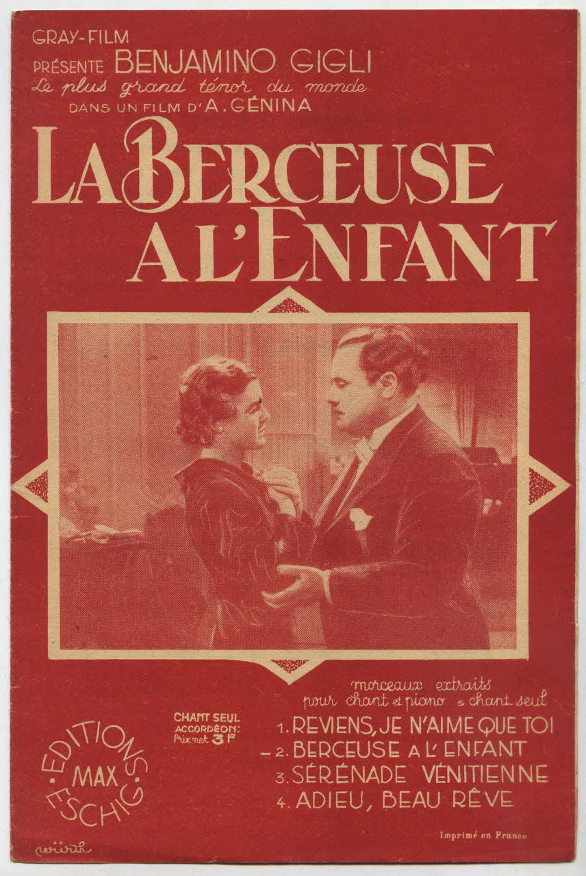 AloïS Melichar ; Jean Rodor ; Benjamino Gigli ; Éditions Max Eschig chanson petit format 1936 1966.156.51 Photo