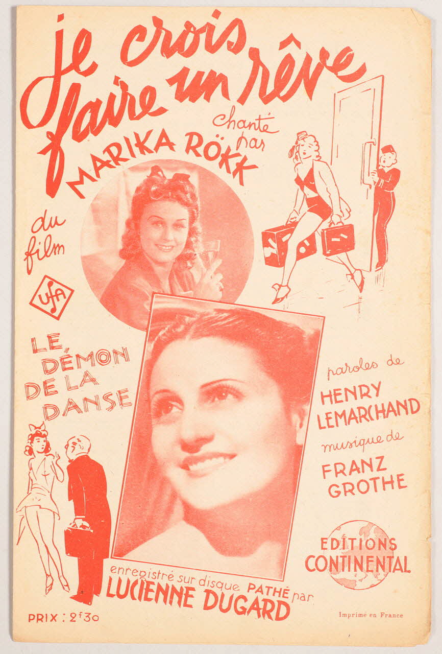 Franz Grothe ; Henry-Lemarchand ; Marika RöKk ; Lucienne Dugard ; Continental; chanson petit format Île-de-France, France 1942 1966.158.260 Photo