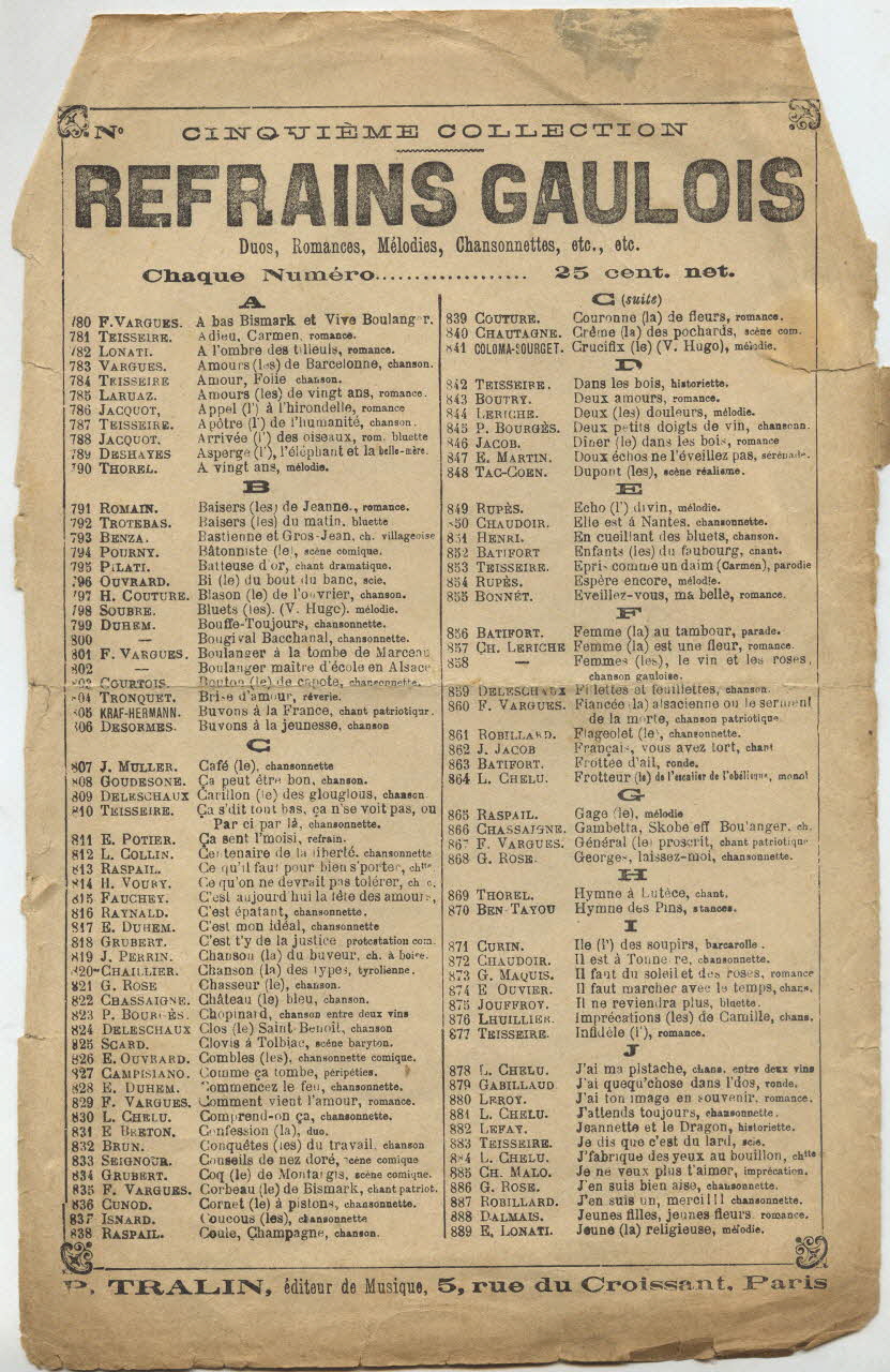 chanson petit format 1966.158.282 Photo