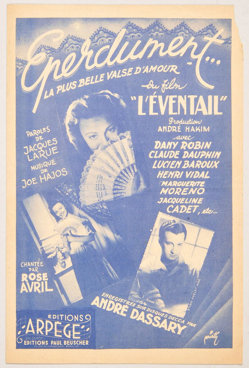 Joe Hajos ; Jacques Larue ; Rose Avril ; André Dassary ; Arpège; ; Paul Beuscher chanson petit format Île-de-France, France 1947 1966.158.93 Photo