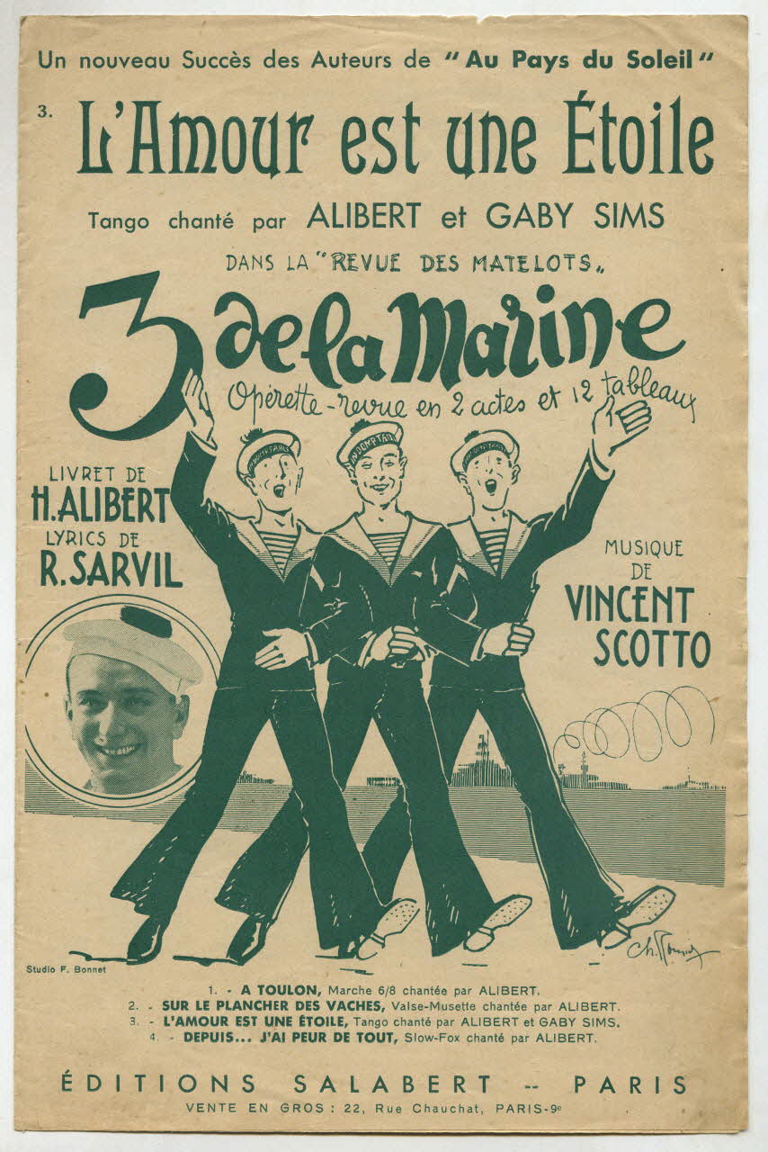 René Sarvil ; Henri Alibert ; Vincent Scotto ; Gaby Sims ; Salabert chanson petit format Île-de-France, France 1934 1966.158.99 Photo